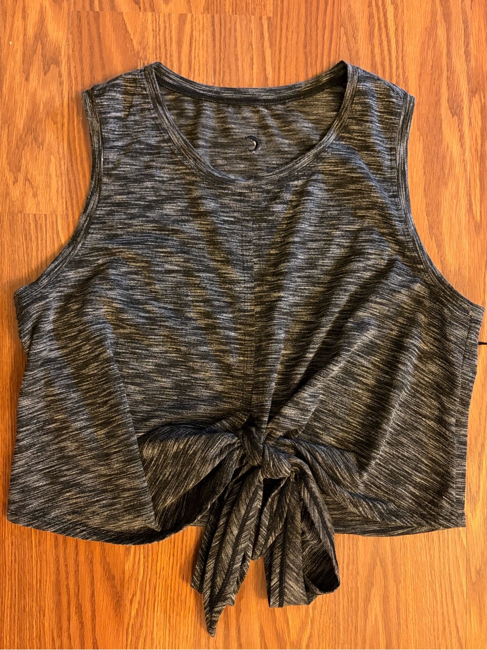 Women’s Large ZYIA Active Tie-Front Sleeveless Top — Charcoal
